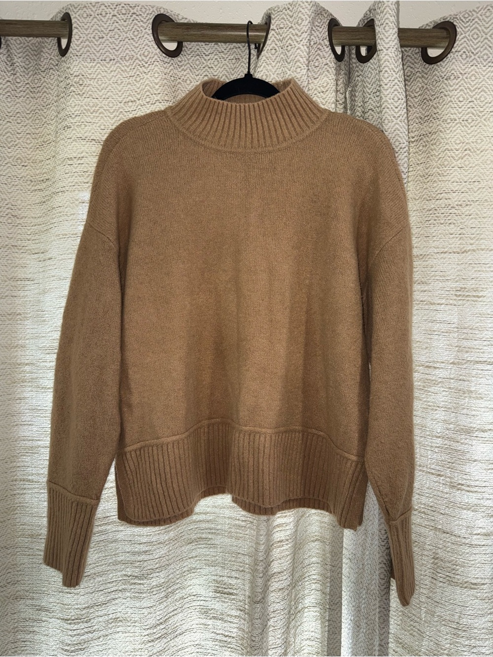 Nine West Camel Mock Neck Knit Sweater